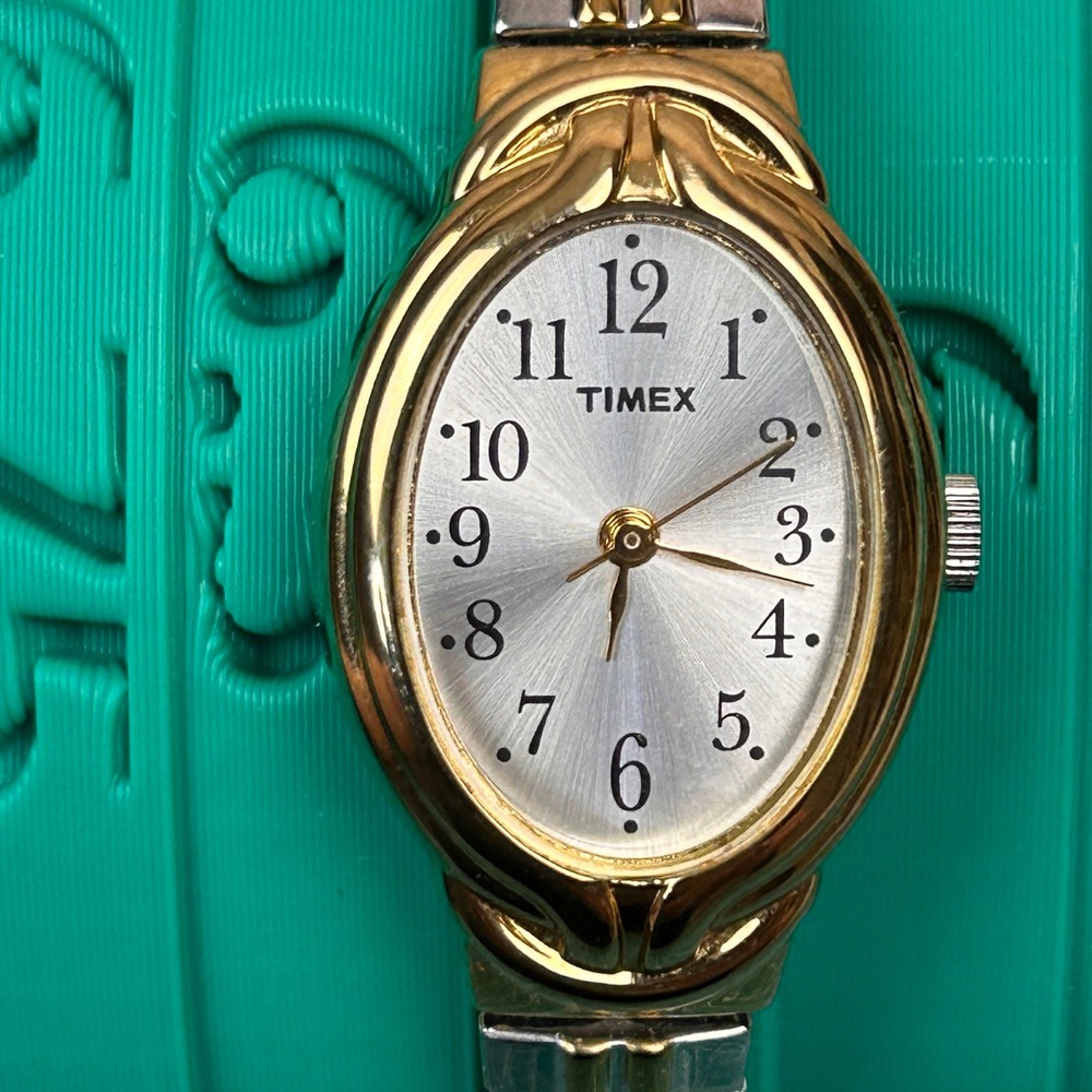 Timex Womens Gold Tone Oval Face Easy Reader Watch Tested